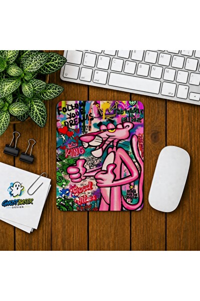 Ghostbastır Design Pembe Panter Baskılı Oyuncu Mouse Pad 0228