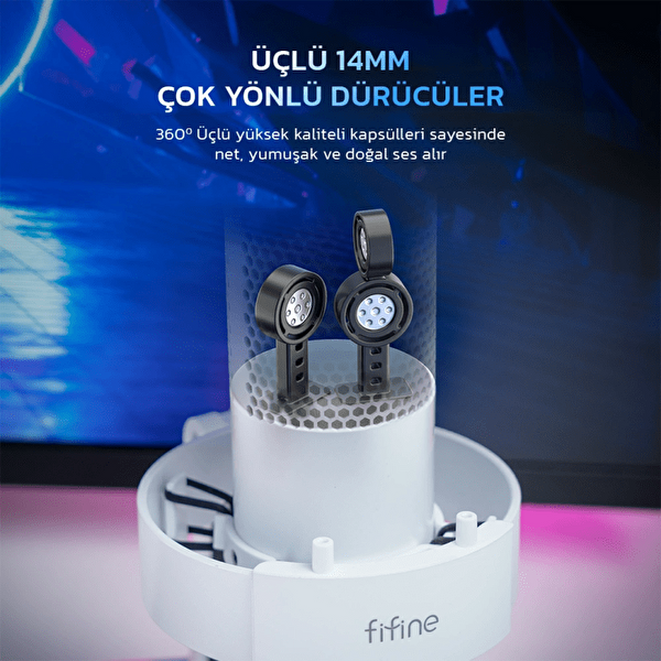 Fifine Ampligame A9 USB Oyuncu Yayıncı Bilgisayar Mikrofon Beyaz