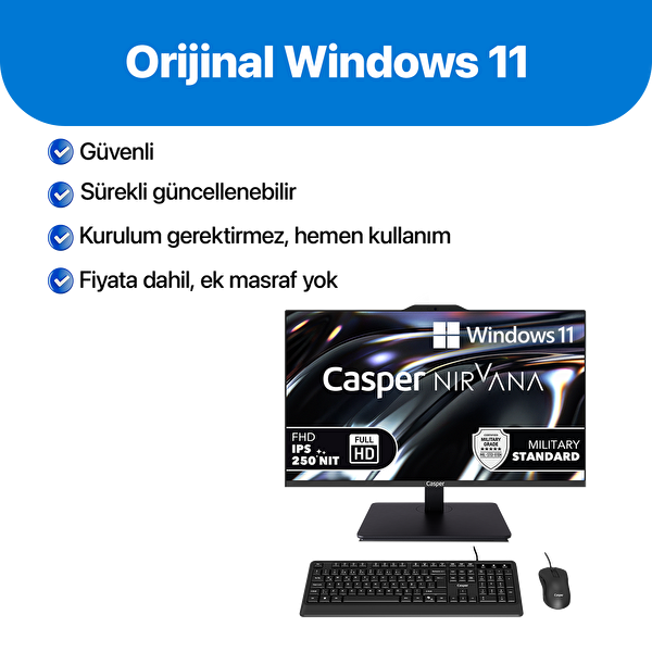 Casper Nirvana A80.1362-BV00A-V-S Intel Core i7-13620H 16GB RAM 480GB NVME SSD Windows 11 Home All In One