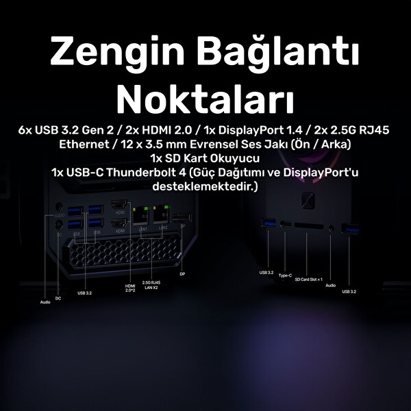Raxius Vector GT-I129.3080A002 i9-12900H 16GB 1TBSSD RTX3080 FreeDOS Mini Masaüstü Bilgisayar