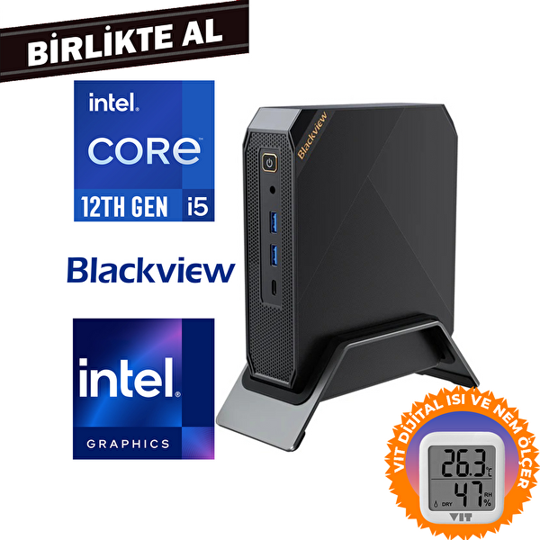 MP200  i5-12450H 32 GB RAM 1 TB SSD W11 Pro Mini Masaüstü Bilgisayar - VIT Termometre MP200161I5 024