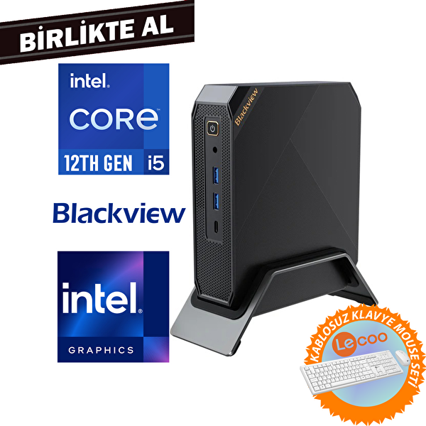 Blackview MP200 i5-12450H 32 GB RAM 1 TB SSD W11 Pro Mini Masaüstü Bilgisayar - Kablosuz Klavye Mouse MP200161I5 019