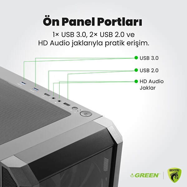 Green RTX 5060 Intel i7-14700F 32GB RAM 1TB SSD Hazır Gaming PC