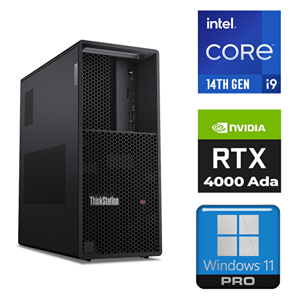 DWS ThinkStation P3 Intel Core i9-14900K 32 GB RAM 1 TB SSD 20 GB RTX4000 Ada W11 Pro Masaüstü Bilgisayar 30GS00CRTR 001