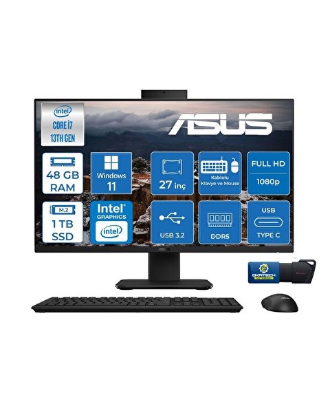 Asus V470VAK Intel Core i7 13620H 27'' 48 GB RAM 1 TB SSD FHD 100HZ 300NITS AIO Bilgisayar - USB Bellek