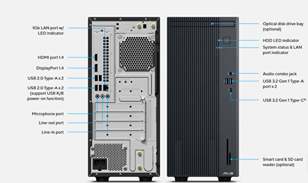 Asus ExpertCenter P500 P500MV i5-13420H 24 GB RAM 2 TB SSD UHD Graphics W11 Pro Masaüstü bilgisayar