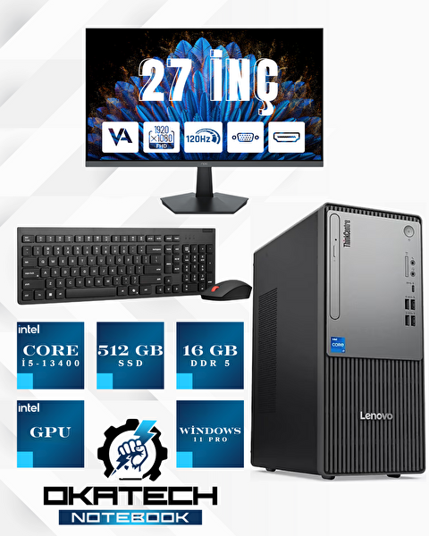 Lenovo ThinkCentre NEO 50T G5 12UB000BTR CORE I5 13400-16 GB RAM DDR5 512 GB SSD W11Pro Mini Masaüstü - 27