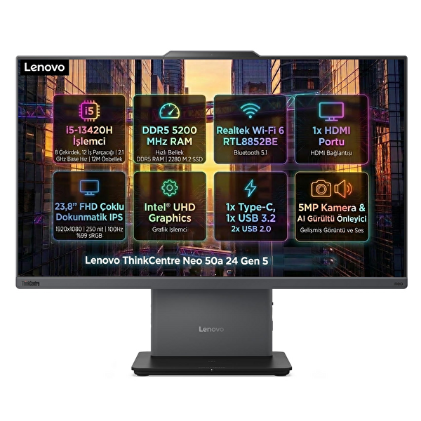 Lenovo ThinkCentre Neo 50A G5 Intel Core i5 13420H 24GB 512GB SSD 23.8