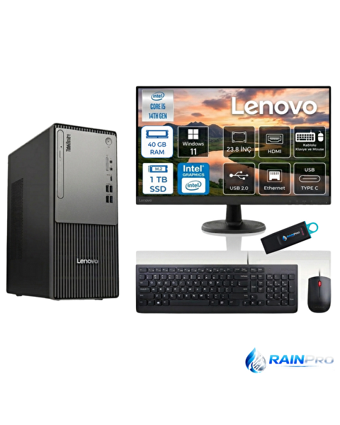 Lenovo ThinkCentre Neo 50T G5 i5-13400 40 GB RAM 1 TB SSD W11Pro Bilgisayar - Lenovo 23.8