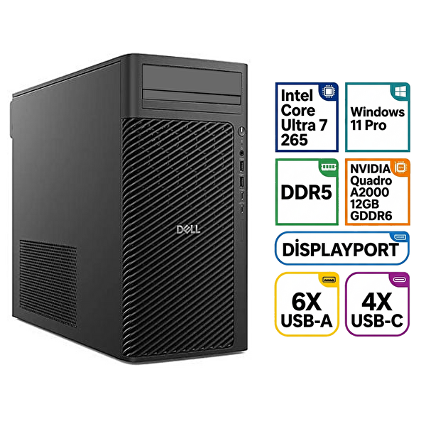 Dell DWS Pro Max Tower T2 FCT2250 Ultra 7 265 128GB 4TB SSD 12 GB A2000 W11P İş İstasyonu FCT2250_A2000 007