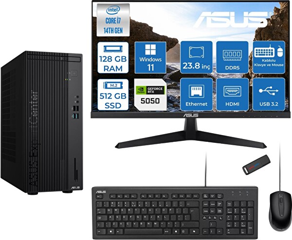 Asus Expertcenter D501MER i7-14700 128 GB 512 GB SSD 8 GB RTX5050 W11Pro - 23.8