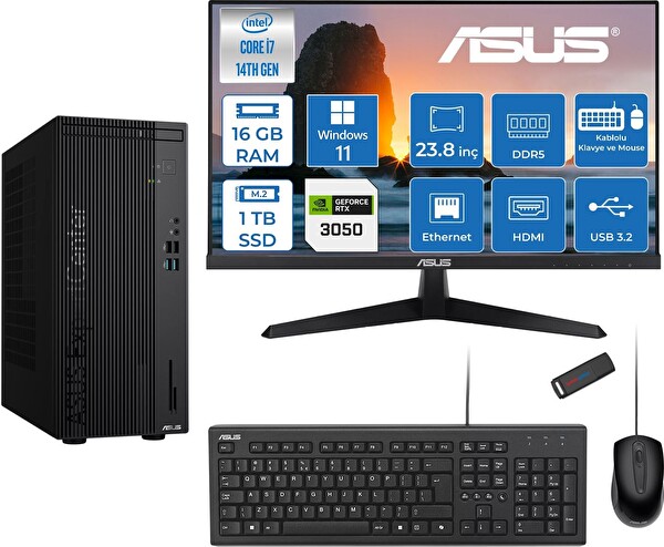 Asus Expertcenter D501MER i7-14700 16 GB 1 TB SSD 6 GB RTX3050 W11Pro - 23.8