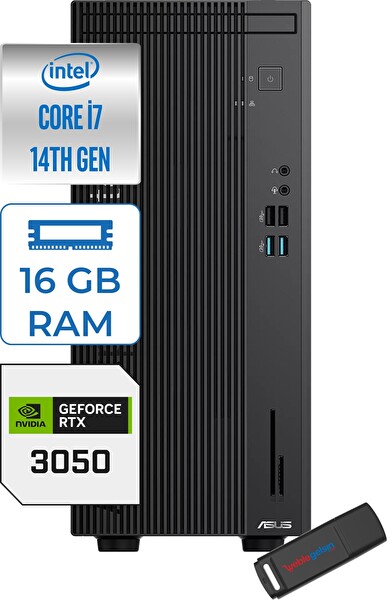 Asus Expertcenter D501MER i7-14700 16 GB RAM 4 TB SSD 6 GB RTX3050 W11Pro Mini Tower WD501MER23P05 - Zetta USB Bellek