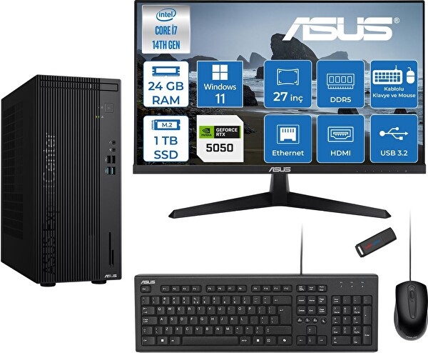 Asus Expertcenter D501MER i7-14700 24 GB 1 TB SSD 8 GB RTX5050 W11Home - 27