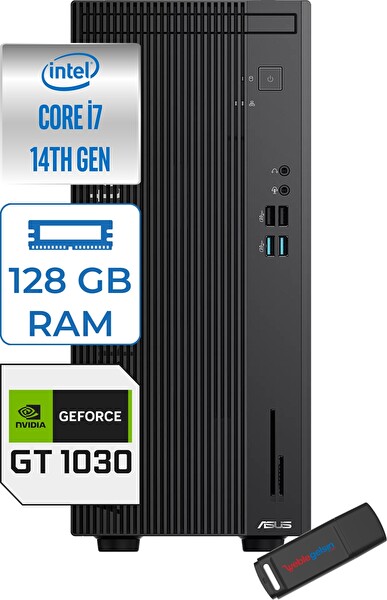 Asus Expertcenter D501MER i7-14700 128 GB RAM 256 GB SSD 4 GB GT1030 W11Pro Mini Tower WD501MER21P36 - Zetta USB Bellek