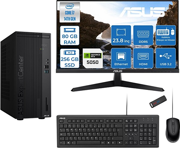Asus Expertcenter D501MER i7-14700 80 GB 256 GB SSD 8 GB RTX5050 FreeDOS - 23.8