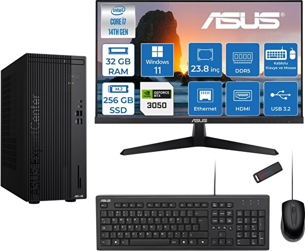 Asus Expertcenter D501MER i7-14700 32 GB 256 GB SSD 6 GB RTX3050 W11Pro - 23.8
