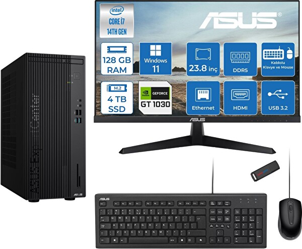 Asus Expertcenter D501MER i7-14700 128 GB 4 TB SSD 4 GB GT1030 W11Home - 23.8