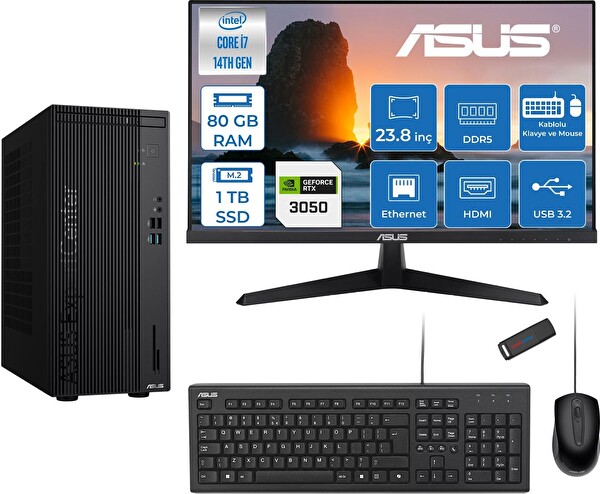 Asus Expertcenter D501MER i7-14700 80 GB 1 TB SSD 6 GB RTX3050 FreeDOS - 23.8