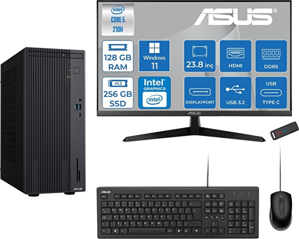 Asus Expertcenter P500MV Intel Core Ultra 5 210H 128 GB RAM 256 GB SSD 23.8