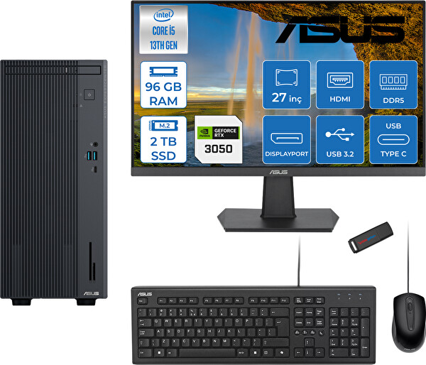 Asus Expertcenter P500MV I5-13420H 96 GB 2 TB SSD FreeDOS 6 GB RTX3050 100HZ IPS 27