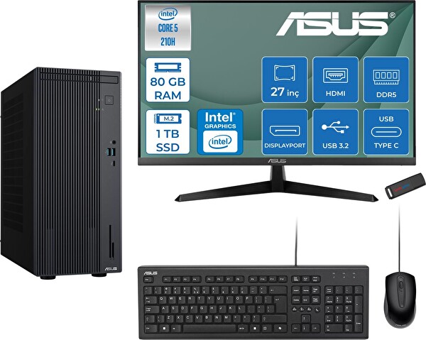 Asus Expertcenter P500MV Intel Core Ultra 5 210H 80 GB RAM 1 TB SSD 27