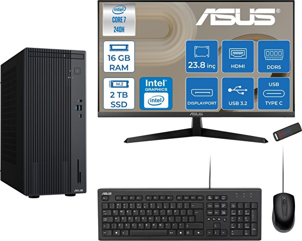 Asus Expertcenter P500MV Ultra 7 240H 5.2ghz Aı 16 GB RAM 2 TB SSD 23.8