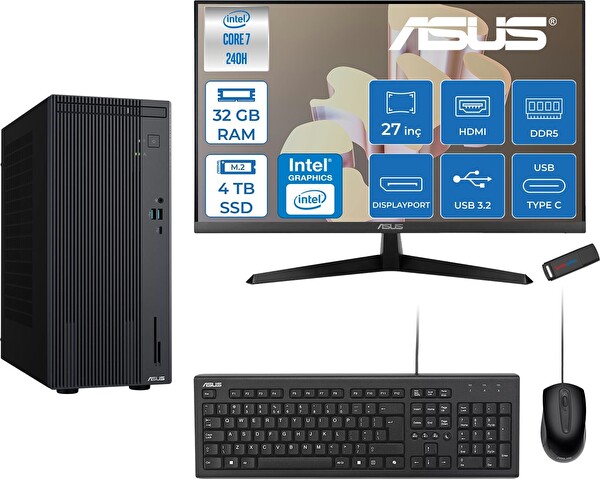 Asus Expertcenter P500MV Core Ultra 7 240H 5.2ghz Aı 32 GB RAM 4 TB SSD 27