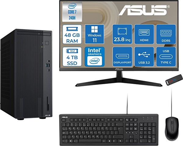 Asus Expertcenter P500MV Ultra 7 240H 5.2ghz Aı 48 GB RAM 4 TB SSD 23.8