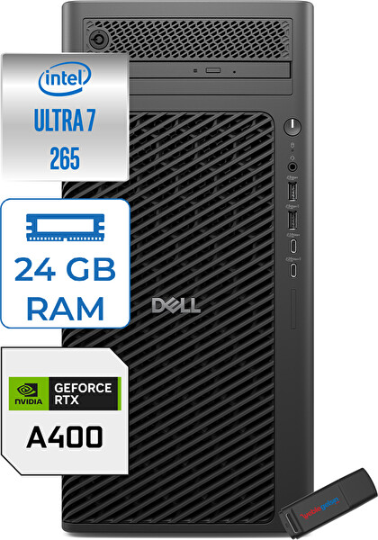 Dell Pro Max Tower T2 Ultra 7 265 24 GB 4 TB SSD 4 GB-A400 W11 Pro 360W Masaüstü Iş Istasyonu FCT2250A400P08 + Zettausb