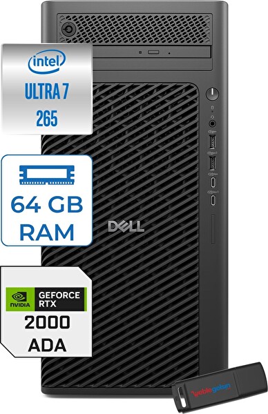 Dell Pro Max T2 Ultra 7 265 5.3 Ghz 64 GB 2 TB SSD W11 Pro Rtx A2000 Ada 16 GB FCT22502652000P15 - Zetta USB Bellek