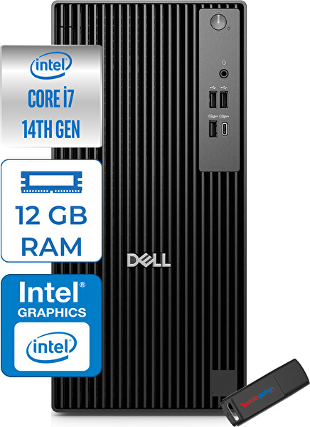 Dell Pro Tower QCT1250 Intel Core i7 14700 5.4ghz 12 GB 512 GB SSD W11 Pro 770 QCT1250I7UHDP02 + Zetta Flash Bellek