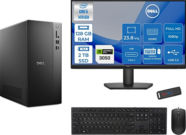 Dell Tower ECT1250 Core I5 14400 128 GB RAM 2 TB SSD 6 GB RTX3050 23.8