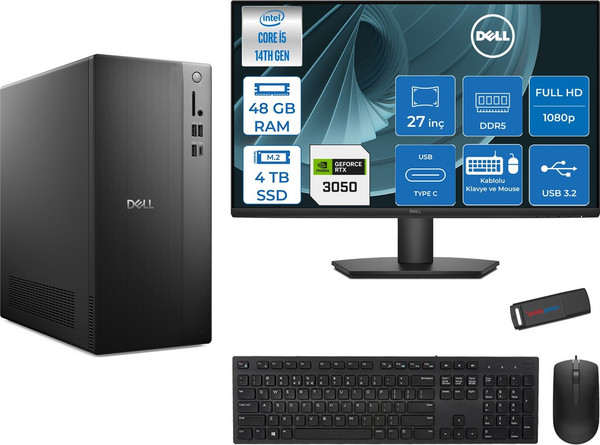 Dell Tower ECT1250 Intel Core I5 14400 48 GB RAM 4 TB SSD 6 GB RTX3050 27