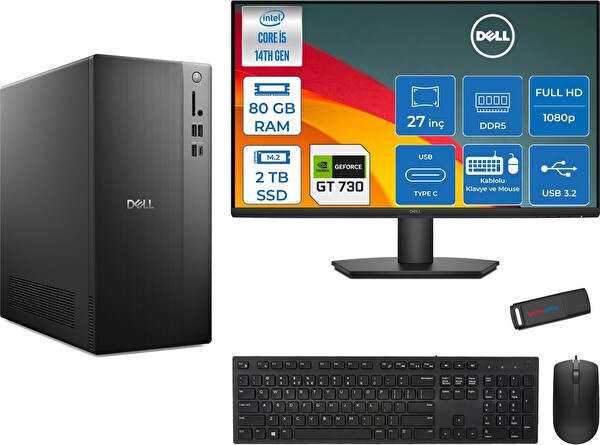 Dell Tower ECT1250 Intel Core I5 14400 80 GB RAM 2 TB SSD 2GB-GT730 27
