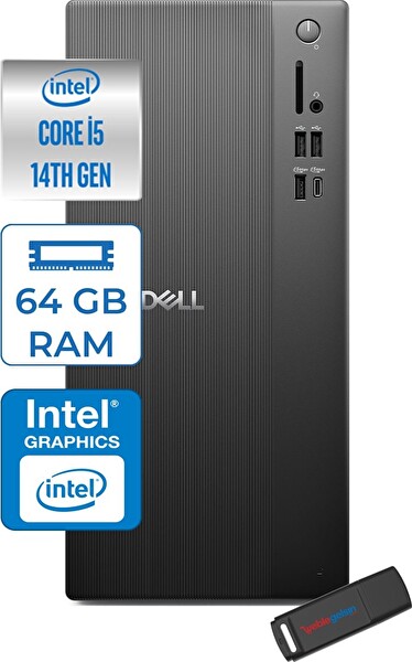 Dell Tower ECT1250 Intel Core I5 14400 64 GB RAM 4 TB SSD UHD Graphics 730 W11Pro Kurumsal ECT125014P24 - Zetta USB