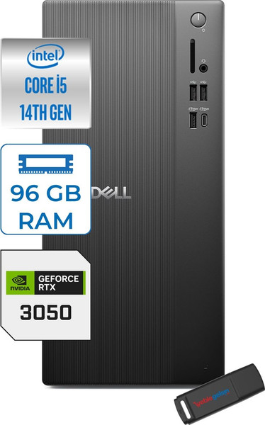 Dell Tower ECT1250 Intel Core I5 14400 96 GB 4 TB SSD 6 GB RTX3050 W11Home Kurumsal 3050ECT125014H32 - Zetta USB