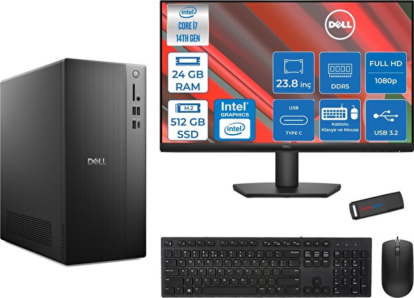 Dell Tower ECT1250 i7-14700 24 GB RAM 512 GB SSD 770 FreeDOS - 23.8