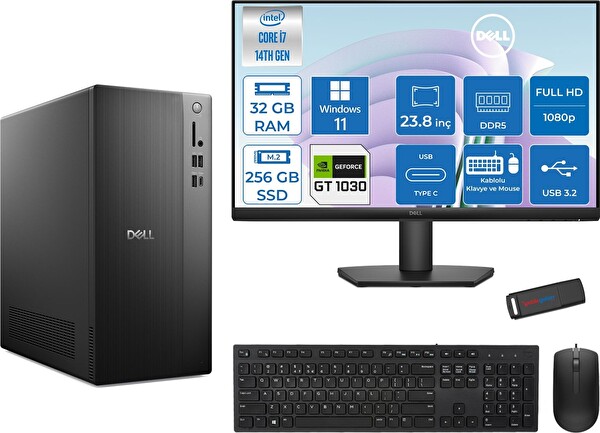 Dell Tower ECT1250 i7-14700 32 GB 256 GB SSD 4 GB GT1030 W11Home - 23.8