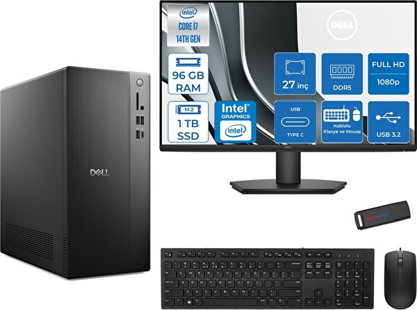 Dell Tower ECT1250 Intel Core i7-14700 96 GB 1 TB SSD 770 FreeDOS - 27