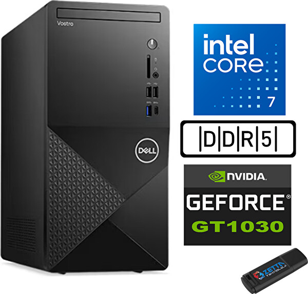 Dell Vostro 3030 mt Core i7 12700 24 GB RAM 1 TB SSD W11 Pro Nvidia GT1030-4 GB N3030I7GT1030P13 + Zetta USB Bellek