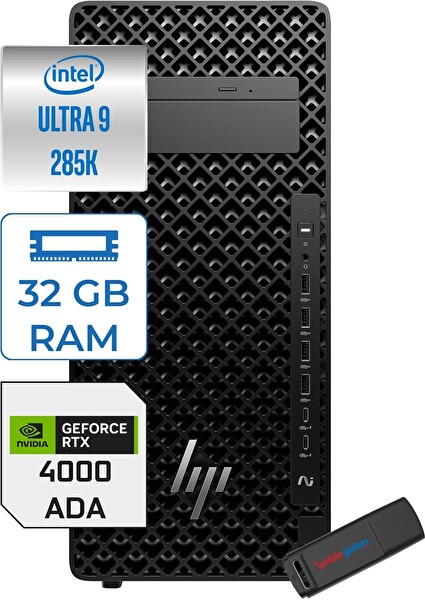 HP Z2 G1I Ultra 9 285K 5.5ghz 32 GB RAM 4 TB SSD 20 GB Rtx 4000 Ada W11 Pro 1200W Iş Istasyonu B34JFESP12 + Zettausb