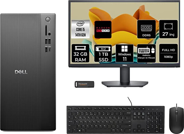 Dell Tower ECT1250 i5 14400 32 GB 1 TB SSD RX550 - 4 GB 27