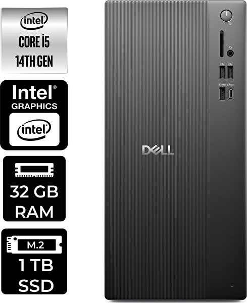 Dell Tower ECT1250 i5 14400 32 GB 1 TB SSD W11H Masaüstü PC - PER4 Bellek RPLSR003UP326