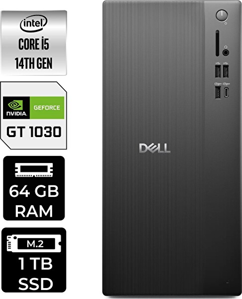 Dell Tower ECT1250 i5 14400 64 GB 1 TB SSD GT1030 - 4 GB FreeDOS Masaüstü PC - PER4 Bellek RPLSR003UP434
