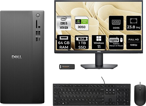 Dell Tower ECT1250 i5 14400 64 GB 1 TB SSD RTX3050 - 6 GB 23.8