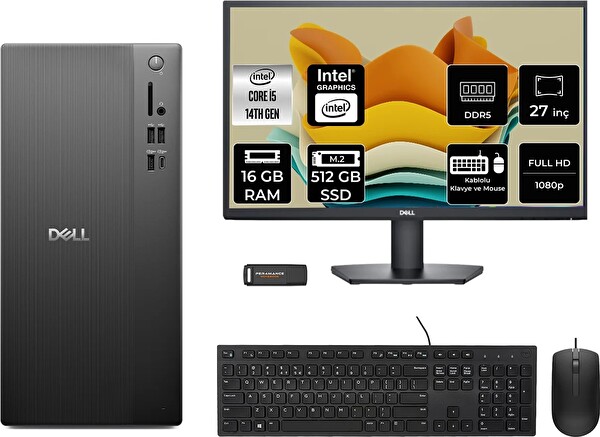 Dell Tower ECT1250 i5 14400 16 GB 512 GB SSD 27