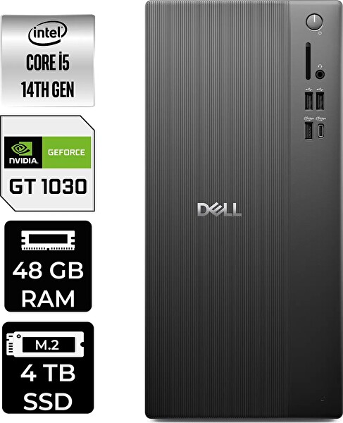 Dell Tower ECT1250 i5 14400 48 GB 4 TB SSD GT1030 - 4 GB W11P Masaüstü PC - PER4 Bellek RPLSR003UP472