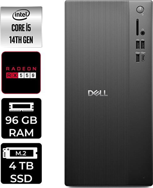 Dell Tower ECT1250 i5 14400 96 GB 4 TB SSD RX550 - 4 GB FreeDOS Masaüstü PC - PER4 Bellek RPLSR003UP380