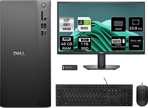 Dell Tower ECT1250 i7 14700 48 GB 1 TB SSD RTX3050 - 6 GB 23.8